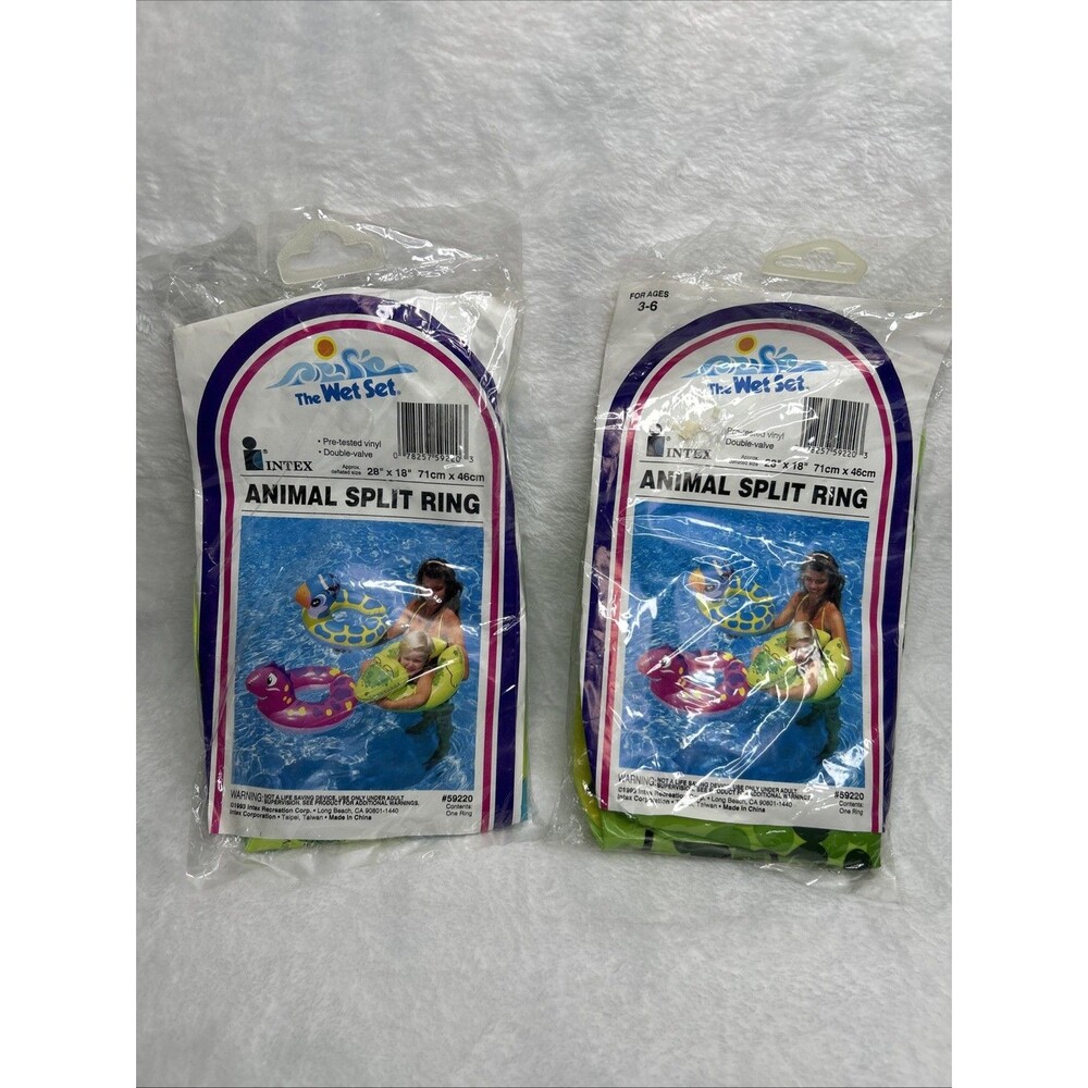Vtg Wet Set Animal Split Ring 2 Pieces Blue Duck Green Croc 28"x18"